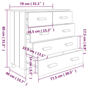 Sideboard HAMAR Honigbraun Kiefer Massivholz 79x80cm