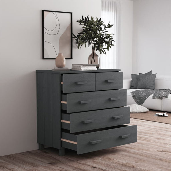 Sideboard HAMAR Dunkelgrau Kiefer Massivholz 79 cm