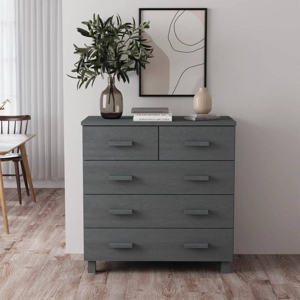 Sideboard HAMAR Dunkelgrau Kiefer Massivholz 79 cm