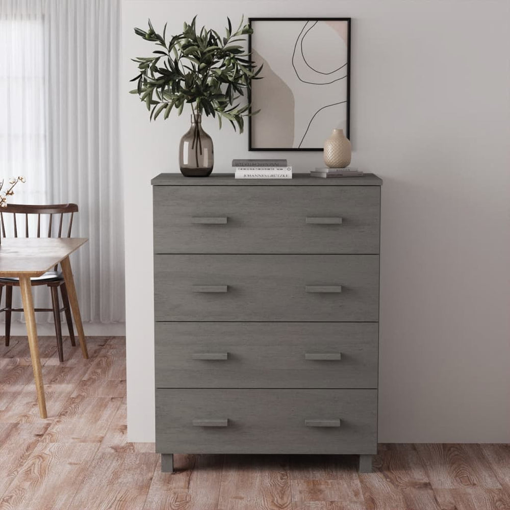 Sideboard HAMAR Hellgrau Kiefer Massivholz 79x40x103,5 cm