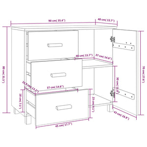 vidaXL Sideboard HAMAR Dark Grey 90x40x80 cm Solid Pine Wood