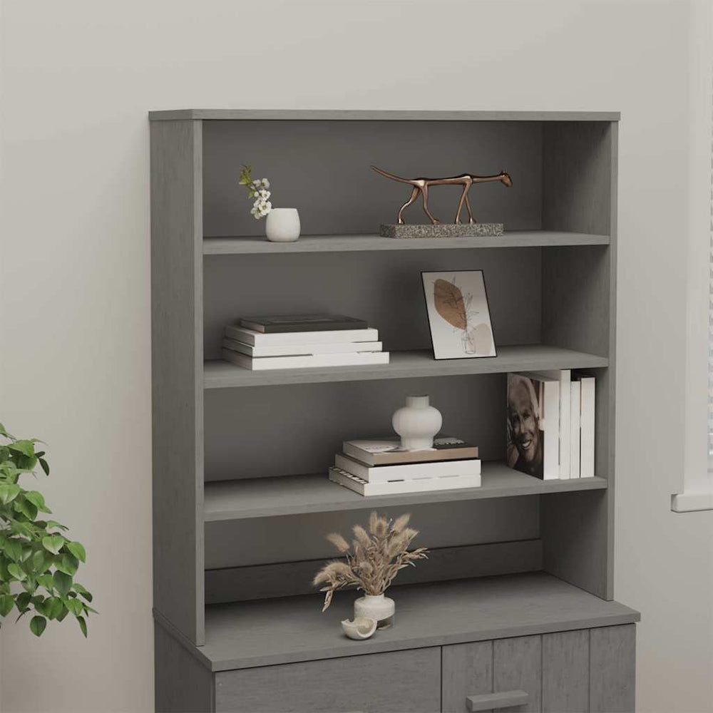 vidaXL Highboard Top Unit HAMAR Light Grey 90x30x100 cm Solid Wood