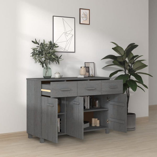 Dunkelgraues Sideboard HAMAR Kiefer Massivholz