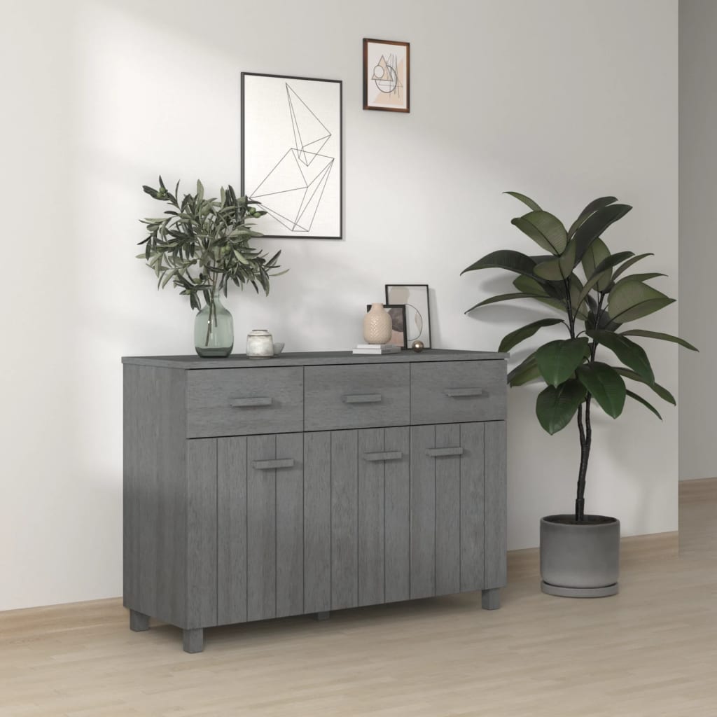 Dunkelgraues Sideboard HAMAR Kiefer Massivholz