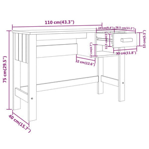 Weißer Kiefer Massivholz Schreibtisch 110 cm