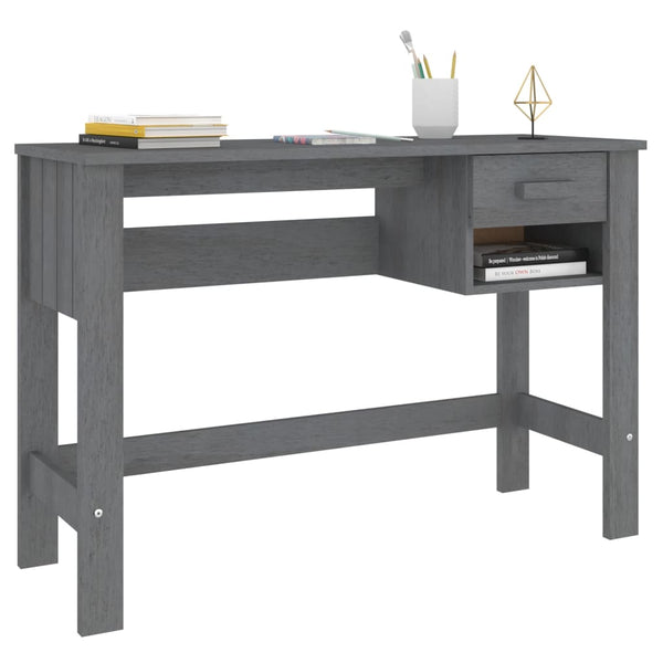 Schreibtisch HAMAR Dunkelgrau Kiefer Massivholz 110cm