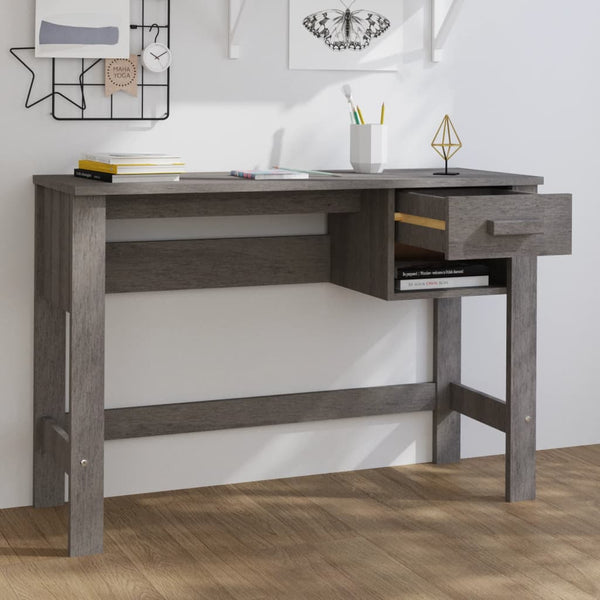 Schreibtisch HAMAR Hellgrau Kiefer Massivholz 110 cm