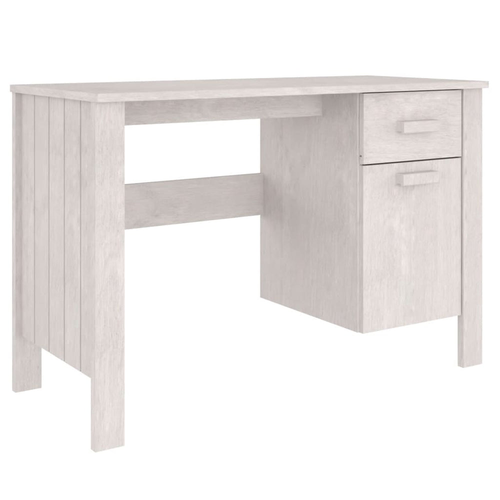 Schreibtisch HAMAR Weiß Kiefer Massivholz 113 cm