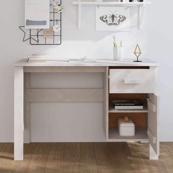 Schreibtisch HAMAR Weiß Kiefer Massivholz 113 cm