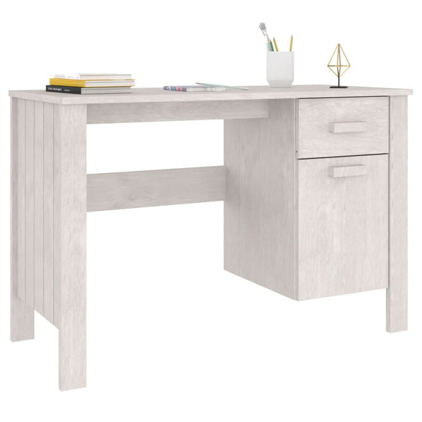 Schreibtisch HAMAR Weiß Kiefer Massivholz 113 cm