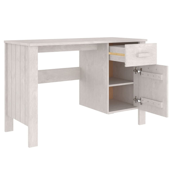 Schreibtisch HAMAR Weiß Kiefer Massivholz 113 cm