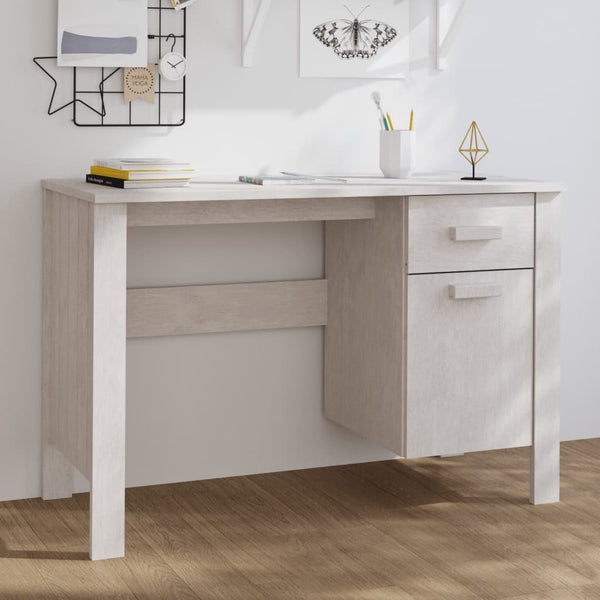 Schreibtisch HAMAR Weiß Kiefer Massivholz 113 cm