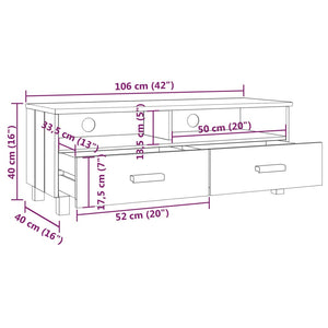 TV-Schrank Weiß Kiefer Massivholz 106 cm