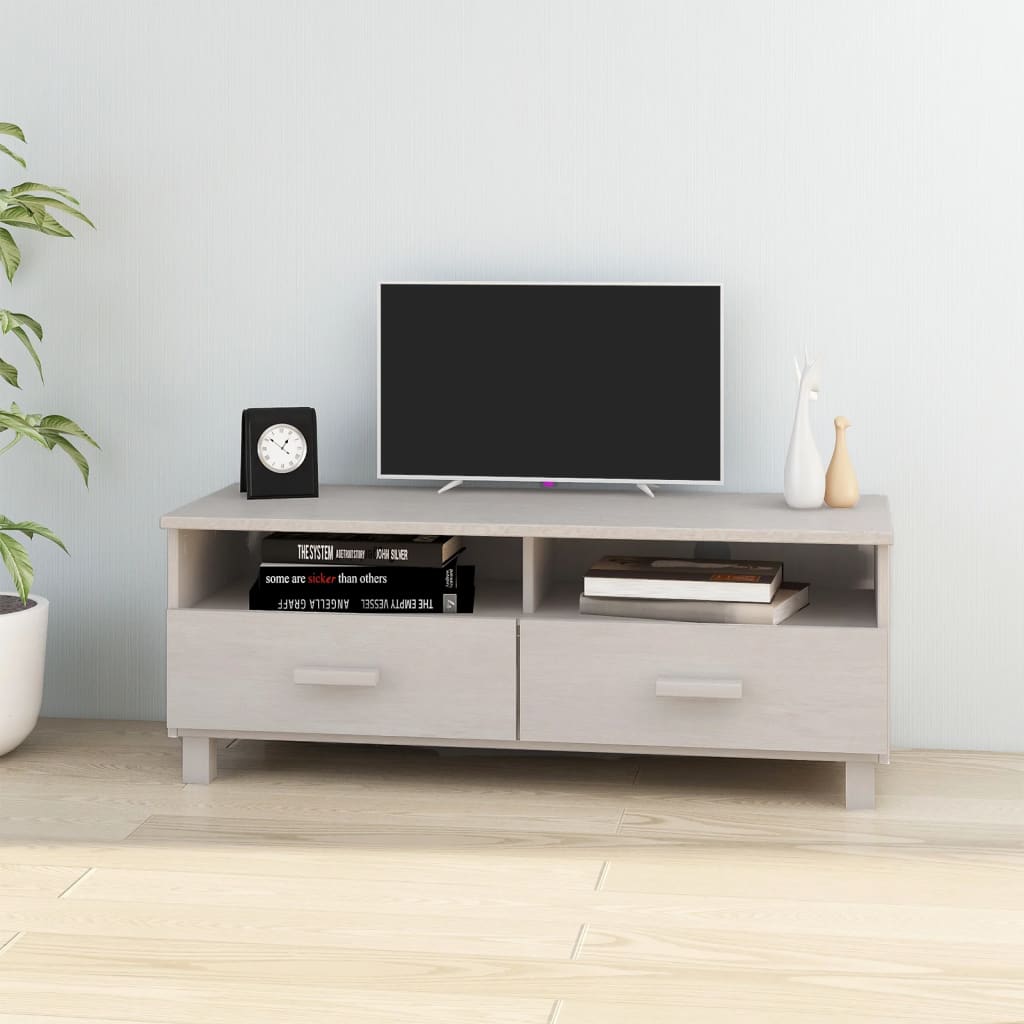 TV-Schrank Weiß Kiefer Massivholz 106 cm