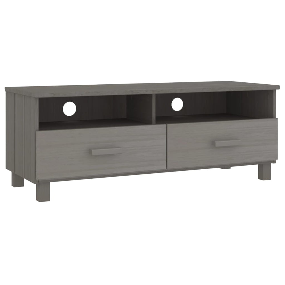 TV Schrank Hellgrau Kiefer Massivholz 106 cm