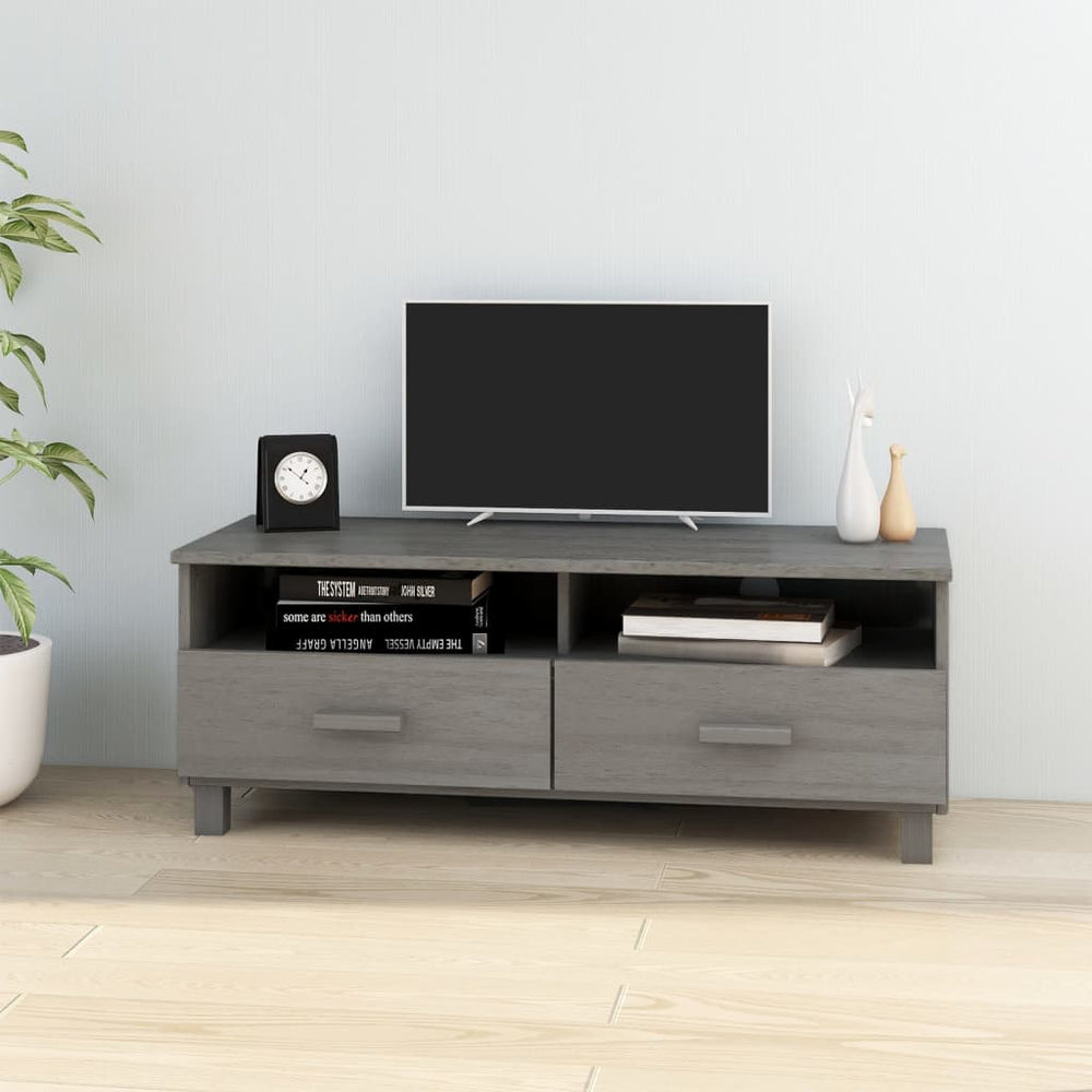 TV Schrank Hellgrau Kiefer Massivholz 106 cm