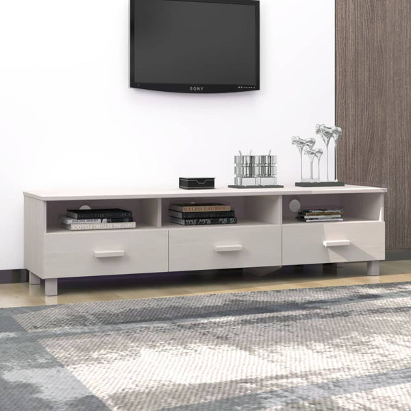 Weißer TV-Schrank HAMAR Kiefer Massivholz 158cm