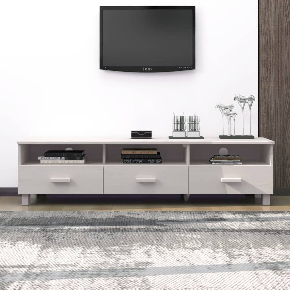 Weißer TV-Schrank HAMAR Kiefer Massivholz 158cm