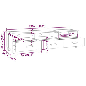TV Schrank Dunkelgrau Kiefer Massivholz 158 cm