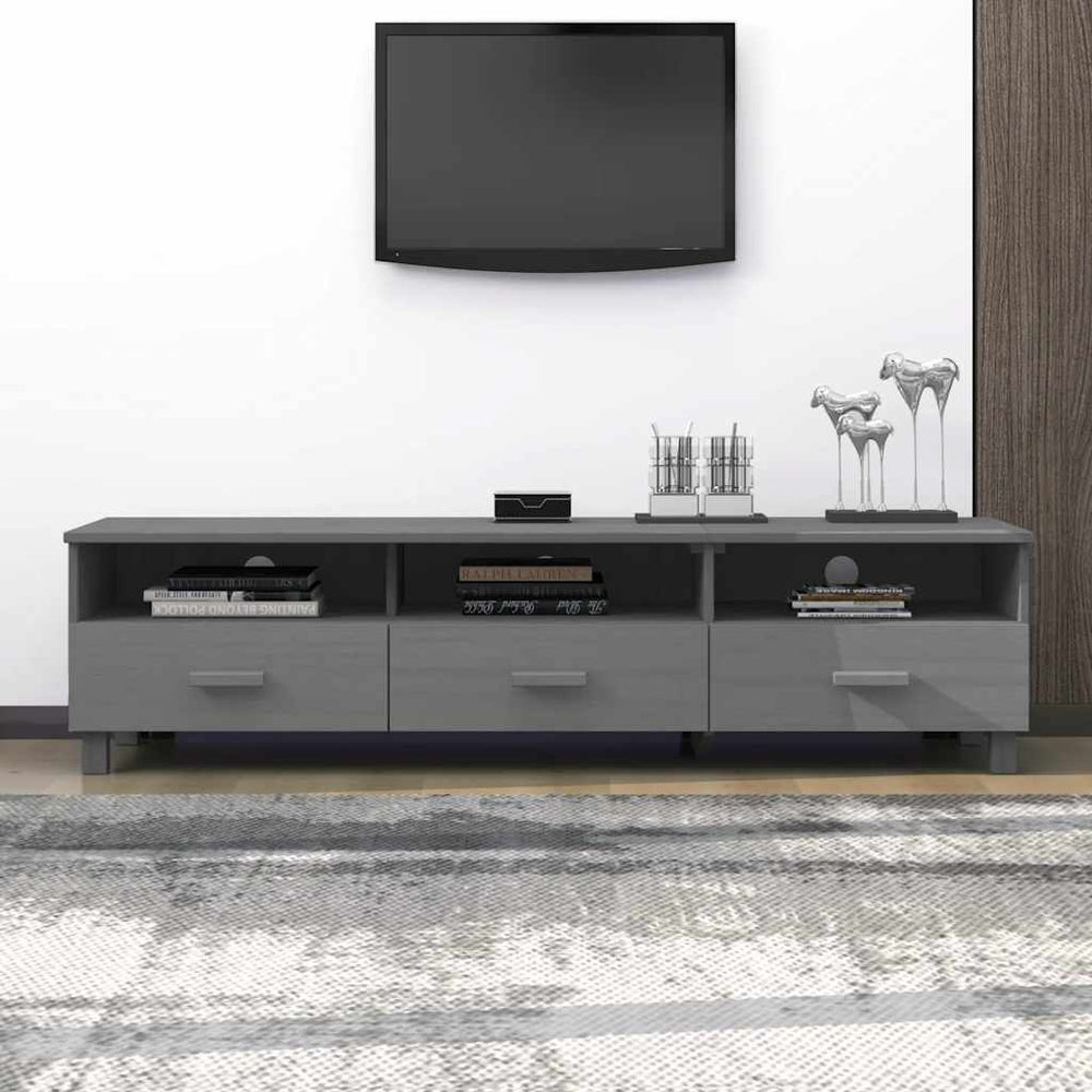 TV Schrank Dunkelgrau Kiefer Massivholz 158 cm