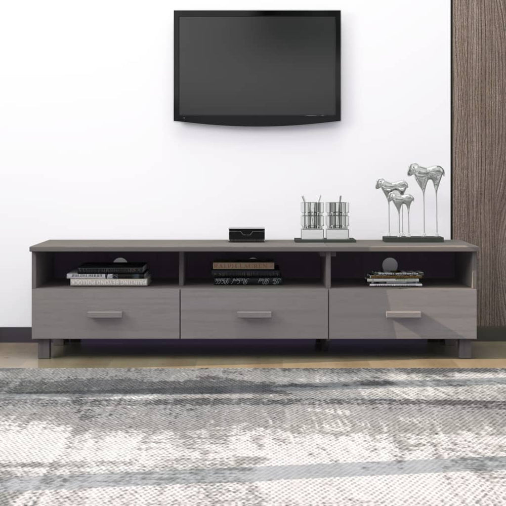TV-Schrank Kiefer Massivholz Hellgrau 158 cm