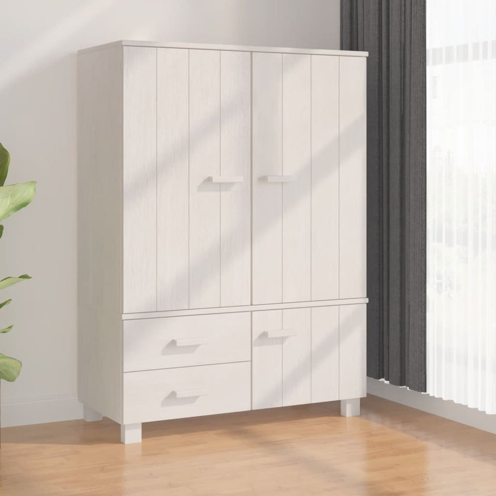 Weißer Kleiderschrank HAMAR Kiefer Massivholz 99x137cm