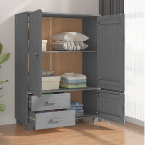 Kleiderschrank Dunkelgrau Kiefer Massivholz 99x137cm