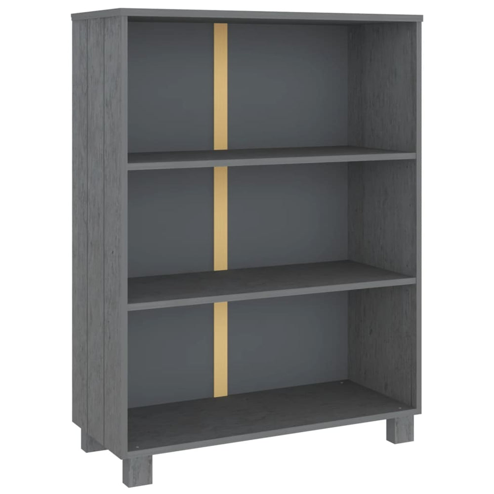 Bücherschrank HAMAR Dunkelgrau Kiefer Massivholz