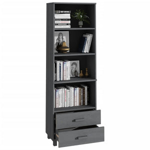 Highboard HAMAR Dunkelgrau 60x35x180cm Kiefer Massivholz