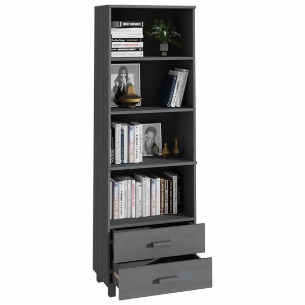 Highboard HAMAR Dunkelgrau 60x35x180cm Kiefer Massivholz
