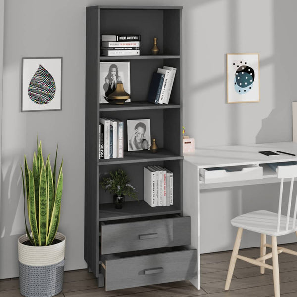 Highboard HAMAR Dunkelgrau 60x35x180cm Kiefer Massivholz
