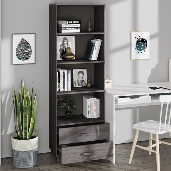 Highboard HAMAR Hellgrau 60x35x180cm Kiefer Massivholz