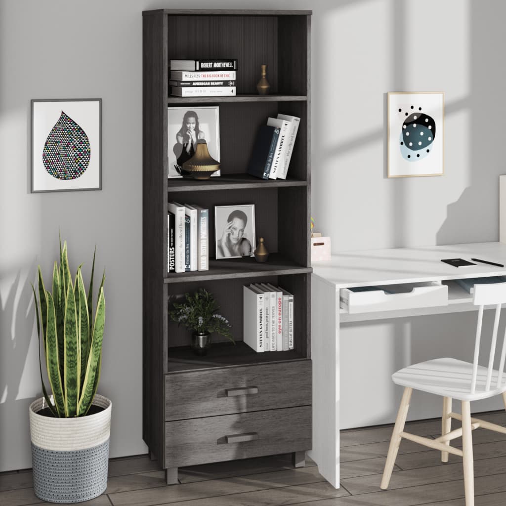 Highboard HAMAR Hellgrau 60x35x180cm Kiefer Massivholz