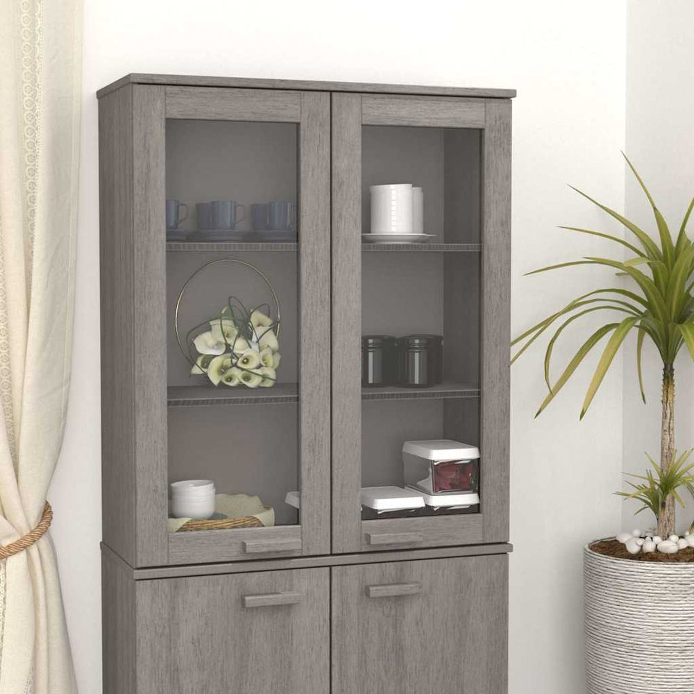 vidaXL HAMAR Highboard Top Light Gray 85x35x100 cm Solid Wood