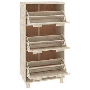 vidaXL Shoe Cabinet HAMAR Honey Brown 59.5x35x117 cm Solid Pine Wood