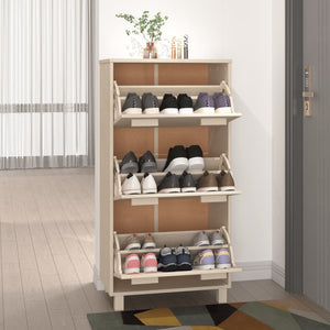 vidaXL Shoe Cabinet HAMAR Honey Brown 59.5x35x117 cm Solid Pine Wood