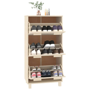 vidaXL Shoe Cabinet HAMAR Honey Brown 59.5x35x117 cm Solid Pine Wood