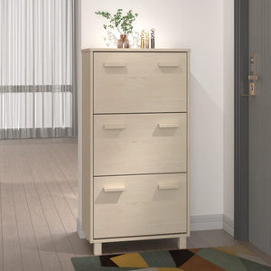 vidaXL Shoe Cabinet HAMAR Honey Brown 59.5x35x117 cm Solid Pine Wood