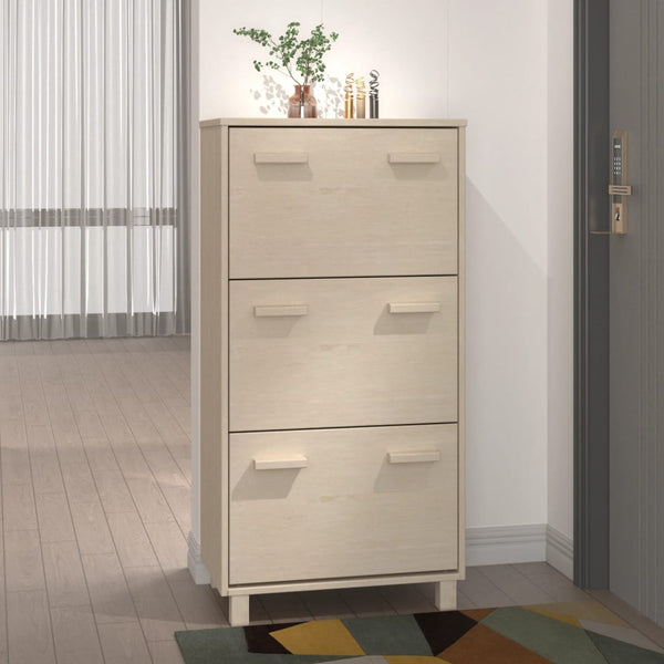 vidaXL Shoe Cabinet HAMAR Honey Brown 59.5x35x117 cm Solid Pine Wood
