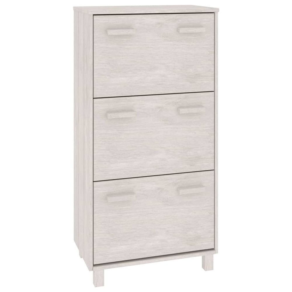 vidaXL Shoe Cabinet HAMAR White 59.5x35x117 cm Solid Pine Wood