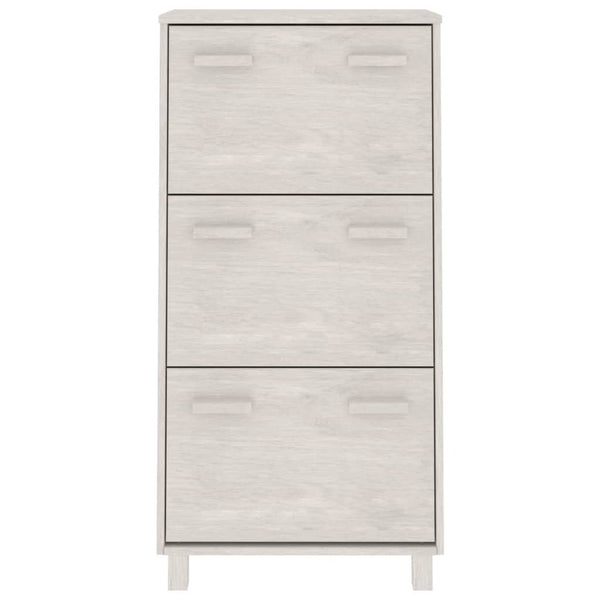 vidaXL Shoe Cabinet HAMAR White 59.5x35x117 cm Solid Pine Wood