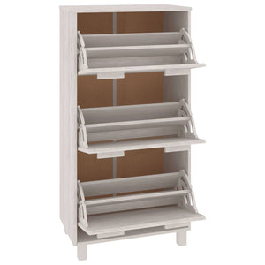 vidaXL Shoe Cabinet HAMAR White 59.5x35x117 cm Solid Pine Wood