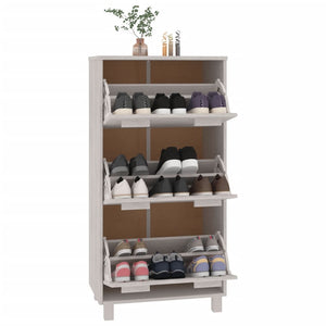 vidaXL Shoe Cabinet HAMAR White 59.5x35x117 cm Solid Pine Wood