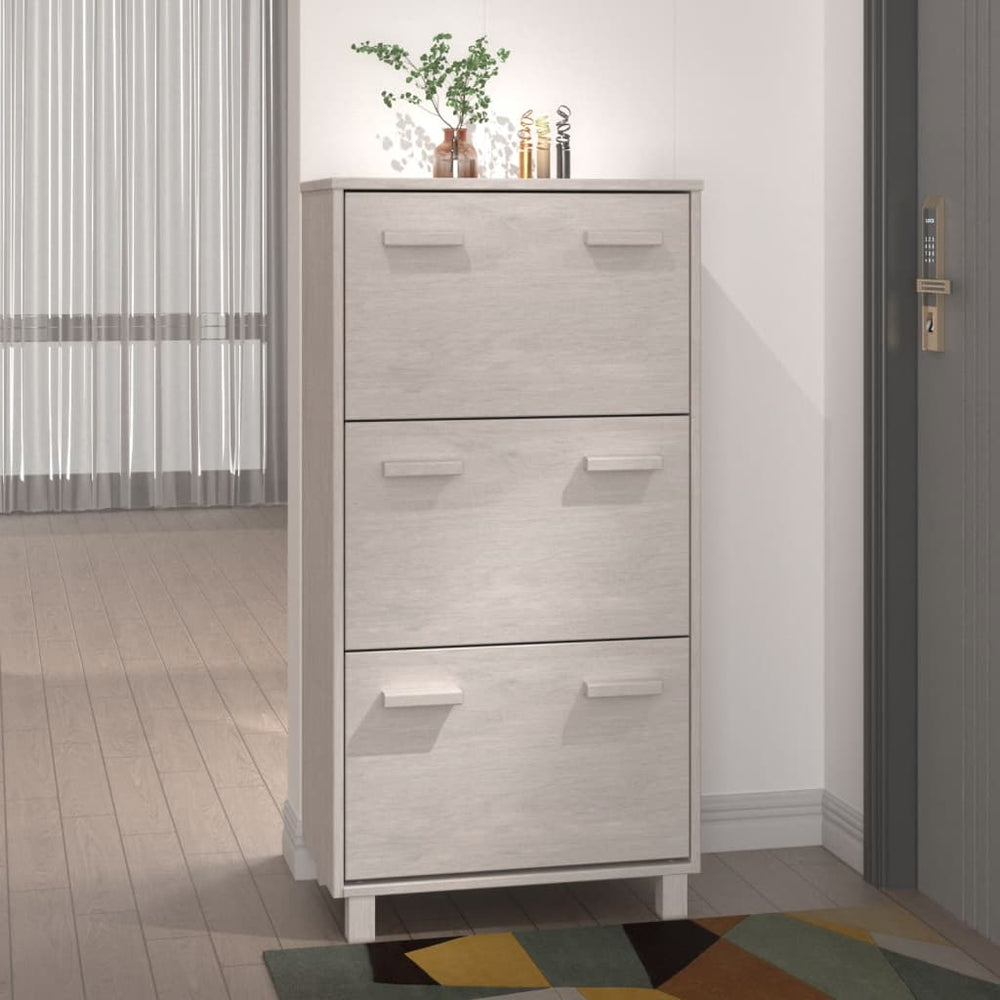 vidaXL Shoe Cabinet HAMAR White 59.5x35x117 cm Solid Pine Wood