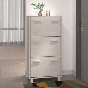 vidaXL Shoe Cabinet HAMAR White 59.5x35x117 cm Solid Pine Wood