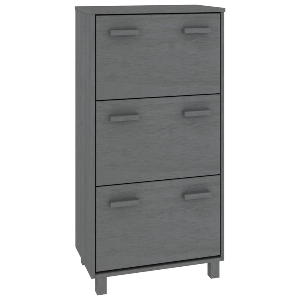 vidaXL Shoe Cabinet HAMAR Dark Grey 59.5x35x117 cm Solid Pine Wood