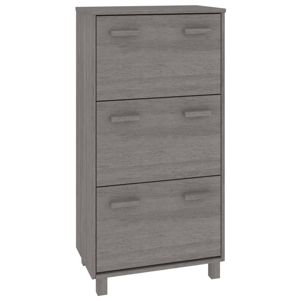 vidaXL Shoe Cabinet HAMAR Light Grey 59.5x35x117 cm Solid Pine
