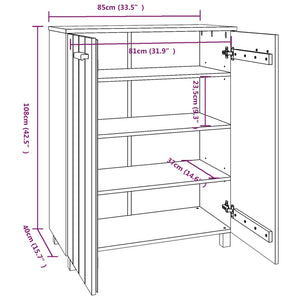 vidaXL Shoe Cabinet HAMAR Light Gray 85x40x108 cm Solid Pine Wood