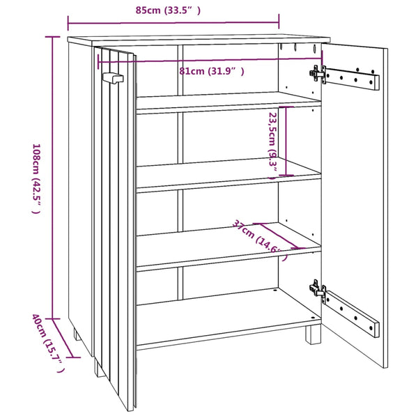 vidaXL Shoe Cabinet HAMAR Light Gray 85x40x108 cm Solid Pine Wood