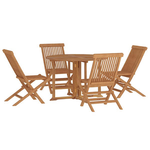 vidaXL 5-Piece Folding Outdoor Dining Set Solid Teak Wood
